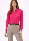 Kadın Uzun Kollu Gömlek Düğmeli Klasik Yaka Günlük ve Ofis Şıklığına uygun - Fuşya