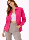Kadın Uzun Kollu Gömlek Düğmeli Klasik Yaka Günlük ve Ofis Şıklığına uygun - Fuşya