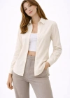 Kadın Uzun Kollu Gömlek Düğmeli Klasik Yaka Günlük ve Ofis Şıklığına uygun - Krem