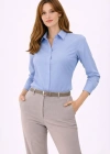 Kadın Uzun Kollu Gömlek Düğmeli Klasik Yaka Günlük ve Ofis Şıklığına uygun - Mavi