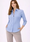 Kadın Uzun Kollu Gömlek Düğmeli Klasik Yaka Günlük ve Ofis Şıklığına uygun - Mavi