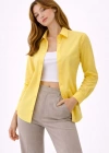 Kadın Uzun Kollu Gömlek Düğmeli Klasik Yaka Günlük ve Ofis Şıklığına uygun - Sarı