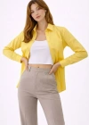 Kadın Uzun Kollu Gömlek Düğmeli Klasik Yaka Günlük ve Ofis Şıklığına uygun - Sarı