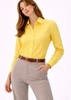 Kadın Uzun Kollu Gömlek Düğmeli Klasik Yaka Günlük ve Ofis Şıklığına uygun - Sarı