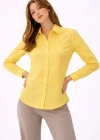 Kadın Uzun Kollu Gömlek Düğmeli Klasik Yaka Günlük ve Ofis Şıklığına uygun - Sarı