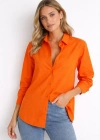 Kadın Uzun Kollu Gömlek Düğmeli Klasik Yaka Günlük ve Ofis Şıklığına uygun - Turuncu