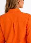 Kadın Uzun Kollu Gömlek Düğmeli Klasik Yaka Günlük ve Ofis Şıklığına uygun - Turuncu
