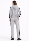KADIN Yandan Şeritli Eşofman Takım Kapüşonlu Sweatshirt Boru Paça Alt Oversize 3 - Gri