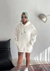 Kapüşonlu Üç İplik Penye Basic SweatShirt - Beyaz