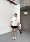 Kısa Kol Baskılı T-shirt - Beyaz