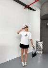Kısa Kol Baskılı T-shirt - Beyaz