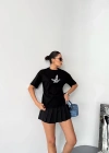 Kısa Kol Baskılı T-shirt - Siyah