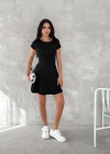 kısa kollu Mini Elbise - Siyah