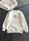 Kışlık Bisiklet Yaka Ön Ve Arka Baskılı SweatShirt - Beyaz