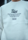 Kışlık Bisiklet Yaka Ön Ve Arka Baskılı SweatShirt - Beyaz