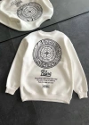 Kışlık Bisiklet Yaka Ön Ve Arka Baskılı SweatShirt - Beyaz