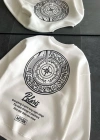 Kışlık Bisiklet Yaka Ön Ve Arka Baskılı SweatShirt - Beyaz