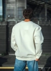 Kışlık Bisiklet Yaka Üç İplik Basic SweatShirt - Beyaz