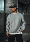 Kışlık Bisiklet Yaka Üç İplik Basic SweatShirt - Gri