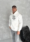 Kışlık Üç İplik Kapüşonlu SweatShirt - Beyaz