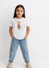 Kız Labubu Çocuk Baskılı T-Shirt - Beyaz