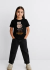 Kız Labubu Çocuk Baskılı T-Shirt - Siyah