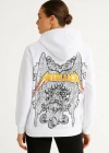 Metallica İki İplik Kapüşonlu Ön ve Arka Baskılı hoodie - Beyaz