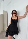 Mini Askılı Elbise - Siyah