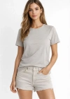 Osy Modal yumuşak dokulu Kumaş Kadın Bisiklet Yaka T-shirt - Gri