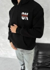 Oversize Üç İplik Kapüşonlu SweatShirt - Siyah