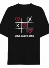 Sevgililer Günü İçin Özel Tasarım Love Always Wıns Baskılı T-shirt - Siyah