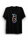 Sevgililer Günü İçin Özel Tasarım Love Baskılı T-shirt - Siyah