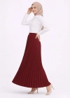 Tesettür Beyaz Gömlekli Pliseli Etek İkili Takım Gündelik ve Ofis Şıklığı - Bordo