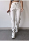 Üç İplik Basic Lastikli Eşofman Pantolon - Beyaz