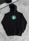 Üç İplik Penye Uzun Kol Kapüşonlu SweatShirt - Siyah