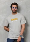 Erkek  Basic Bisiklet Yaka Oversize T-Shirt - Gri