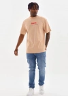 ERKEK Baskılı Oversize T-Shirt - Bej