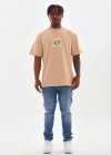ERKEK Baskılı Oversize T-Shirt - Bej