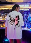 Kadın Baskılı Oversize T-Shirt - Beyaz