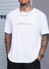 ERKEK Baskılı Oversize T-Shirt - Beyaz
