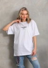Kadın Baskılı Oversize T-Shirt - Beyaz