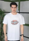 ERKEK  Baskılı Oversize T-Shirt - Beyaz