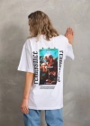 Kadın Baskılı Oversize T-Shirt - Beyaz