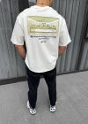ERKEK Baskılı Oversize T-Shirt - Beyaz