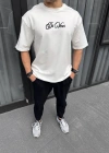 ERKEK Baskılı Oversize T-Shirt - Beyaz