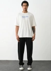 ERKEK Baskılı Oversize T-Shirt - Beyaz