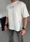 ERKEK Baskılı Oversize T-Shirt - Beyaz