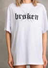 Kadın Baskılı Oversize T-Shirt - Beyaz