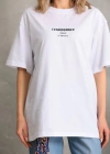 Kadın Baskılı Oversize T-Shirt - Beyaz