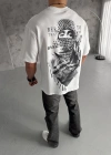 ERKEK Baskılı Oversize T-Shirt - Beyaz